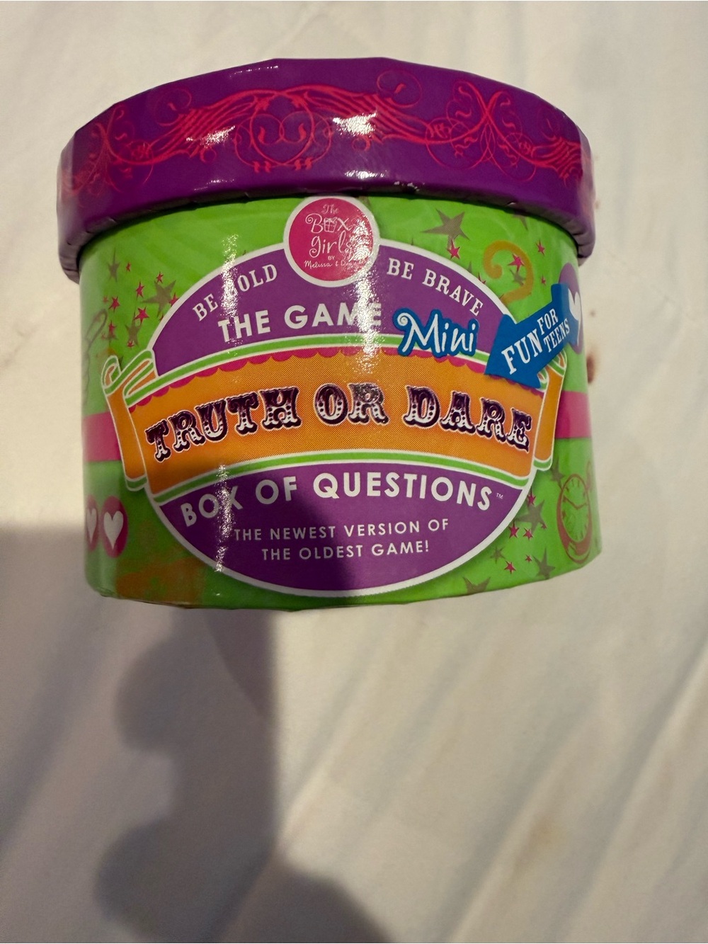 Truth or Dare Mini Box of Questions - Bright Green & Purple